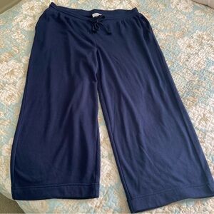 J. Jill Navy Wide Leg Cropped Knit Pants, Large NWT